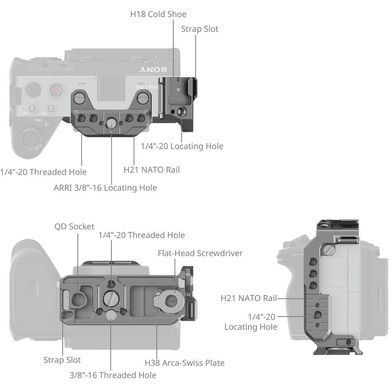 Фотография - Клетка для камеры SmallRig HawkLock Half Cage for Sony FX3 / FX30 (4772)
