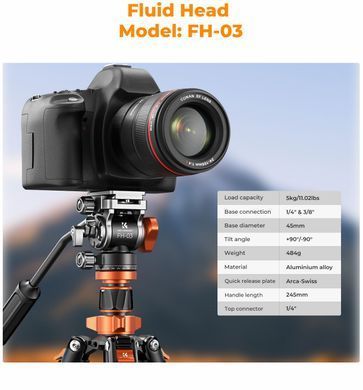 Фотография - Штатив K&F Concept K234A7+FH-03 (KF09.136)