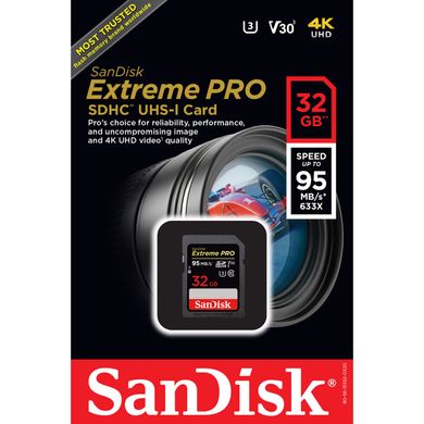 Фотографія - Карта пам'яті SanDisk 32GB SDHC UHS-I U3 Extreme Pro (SDSDXXG-032G-GN4IN)