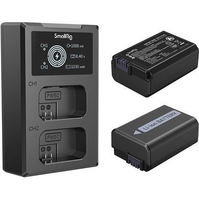 Фотографія - Зарядний пристрій SmallRig NP-FW50 + 2 аккумулятора (3818)